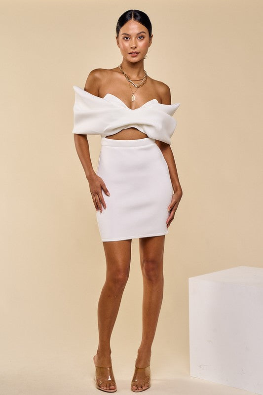 Noela Bow Off Shoulder Mini Dress Noela Bow Off Shoulder Mini Dress