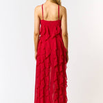 Camy Halter Ruffle Maxi Dress