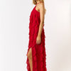 Camy Halter Ruffle Maxi Dress