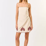 Kaelie Linen Embroidered Mini Dress