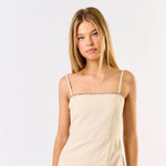 Kaelie Linen Embroidered Mini Dress