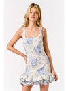 Rhea Floral Square Neck Bubble Hem Mini Dress