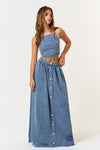 Mae Denim Halter Top & Maxi Skirt Set