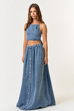 Mae Denim Halter Top & Maxi Skirt Set