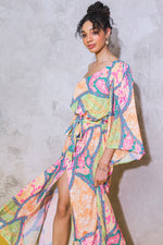 Lizzy One Shoulder Paisley Print Maxi Dress