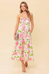 Monica Floral Strapless Fit & Flare Midi Dress