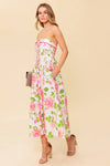 Monica Floral Strapless Fit & Flare Midi Dress