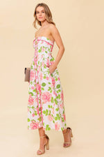 Monica Floral Strapless Fit & Flare Midi Dress