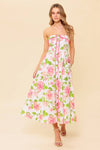 Monica Floral Strapless Fit & Flare Midi Dress