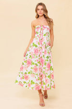 Monica Floral Strapless Fit & Flare Midi Dress
