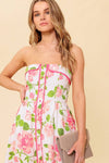 Monica Floral Strapless Fit & Flare Midi Dress