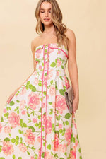 Monica Floral Strapless Fit & Flare Midi Dress