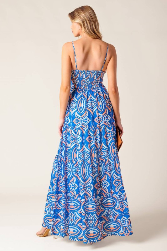 Raquel Square Neck Tiered Smocked Back Maxi Dress