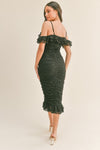 Melanie Off Shoulder Ruched Midi Dress