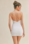 Daysha Ruched Mesh Mini Dress - White