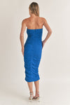 Alanis Strapless Ruched Bodycon Midi Dress - Royal Blue