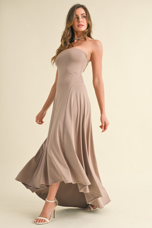 Dahlia Strapless High Low Asymmetrical Maxi Dress