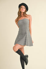 Polly Strapless Plaid Mini Dress