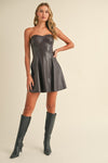 Lulu Strapless Faux Leather Mini Dress