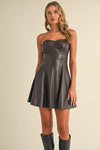 Lulu Strapless Faux Leather Mini Dress