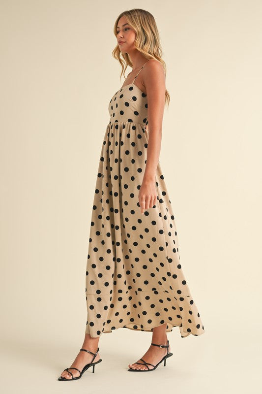 Brienne Square Neck Polka Dot Maxi Dress