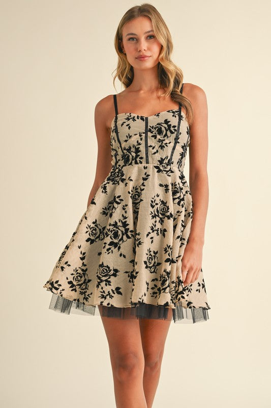 Baily Floral Print Burnout Mini Dress