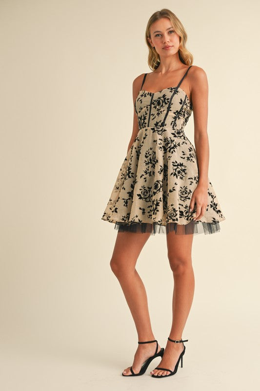 Baily Floral Print Burnout Mini Dress