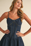 Austyn Denim Drop Waist Ruffle Detail Mini Dress