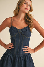 Austyn Denim Drop Waist Ruffle Detail Mini Dress