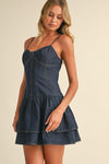 Austyn Denim Drop Waist Ruffle Detail Mini Dress