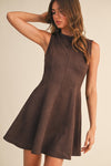 Krista Suede Backless Tie Back Mini Dress