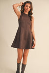 Krista Suede Backless Tie Back Mini Dress