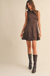 Krista Suede Backless Tie Back Mini Dress