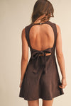 Krista Suede Backless Tie Back Mini Dress