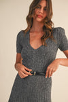 Gretel Low Scoop Neckline Short Sleeve Knit Midi Dress