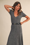 Gretel Low Scoop Neckline Short Sleeve Knit Midi Dress