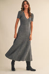 Gretel Low Scoop Neckline Short Sleeve Knit Midi Dress