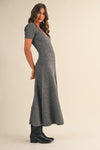 Gretel Low Scoop Neckline Short Sleeve Knit Midi Dress