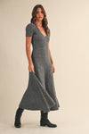 Gretel Low Scoop Neckline Short Sleeve Knit Midi Dress