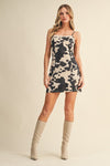 Jemma Cow Print Denim Mini Dress