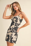 Jemma Cow Print Denim Mini Dress