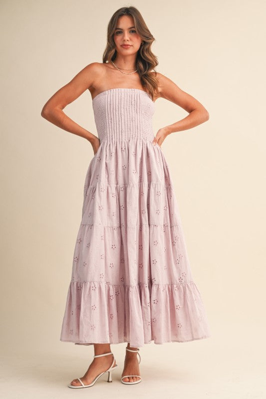 Darly Strapless Eyelet Tiered Maxi Dress - RESTOCKS 5/20/26 / ORDER NOW!