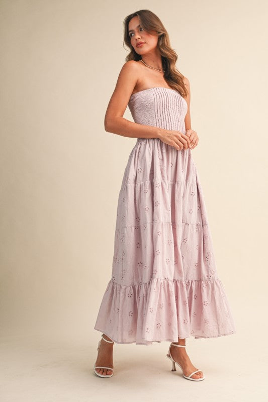 Darly Strapless Eyelet Tiered Maxi Dress - RESTOCKS 5/20/26 / ORDER NOW!