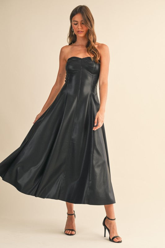 strapless faux leather midi dress Amazon.com: Leovqn Womens Faux Leather Dress Strapless Sexy Bodycon Ruched Waist Cocktail Party Clubwear Midi Dress Brown-XS : Clothing, Shoes & Jewelry