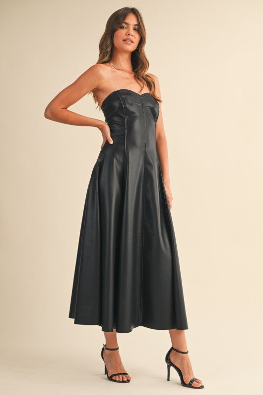 faux leather strapless dress Abigail Midi – Girls Will Be Girls Grey Wool Men's Denim fb_clabel_1_video Elevate your wardrobe with Size:XXL - MAXI length