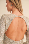 Siera Sequin Long Sleeve Backless Mini Dress - Silver