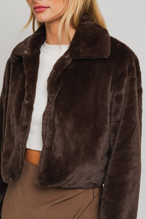 Esperanza Mini Faux Fur Jacket - Brown