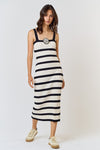 Lissandra Stripe Rosette Detail Knit Maxi Dress