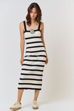 Lissandra Stripe Rosette Detail Knit Maxi Dress