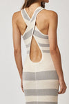 Xiomara Stripe Knit Criss Cross Back Maxi Dress